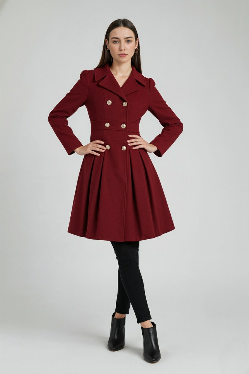 Coat Dress with Flared Midi Hem Coat Dress with Flared Midi Hem