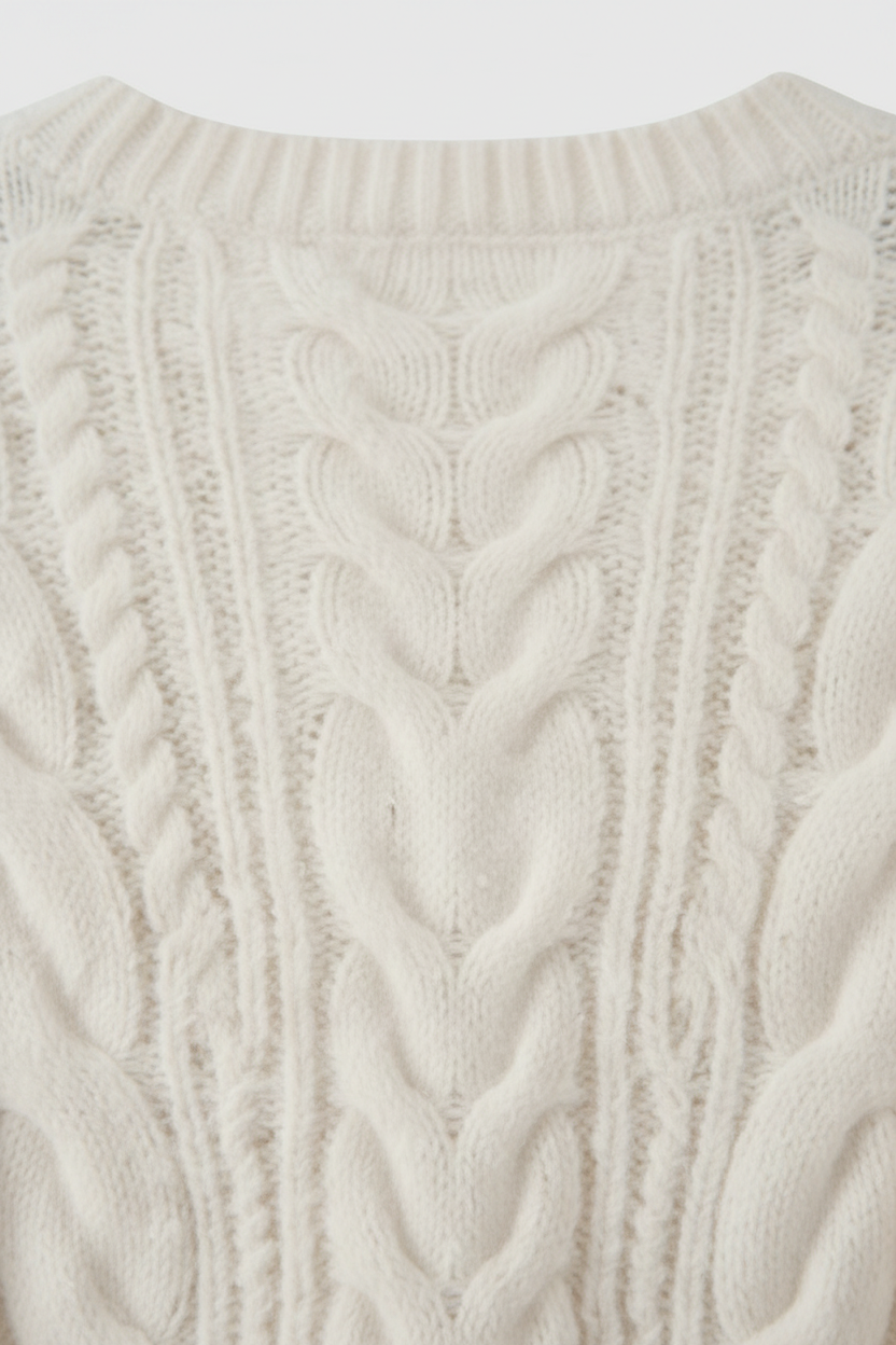 Cardigan with Cable Knit Texture, V-Neck