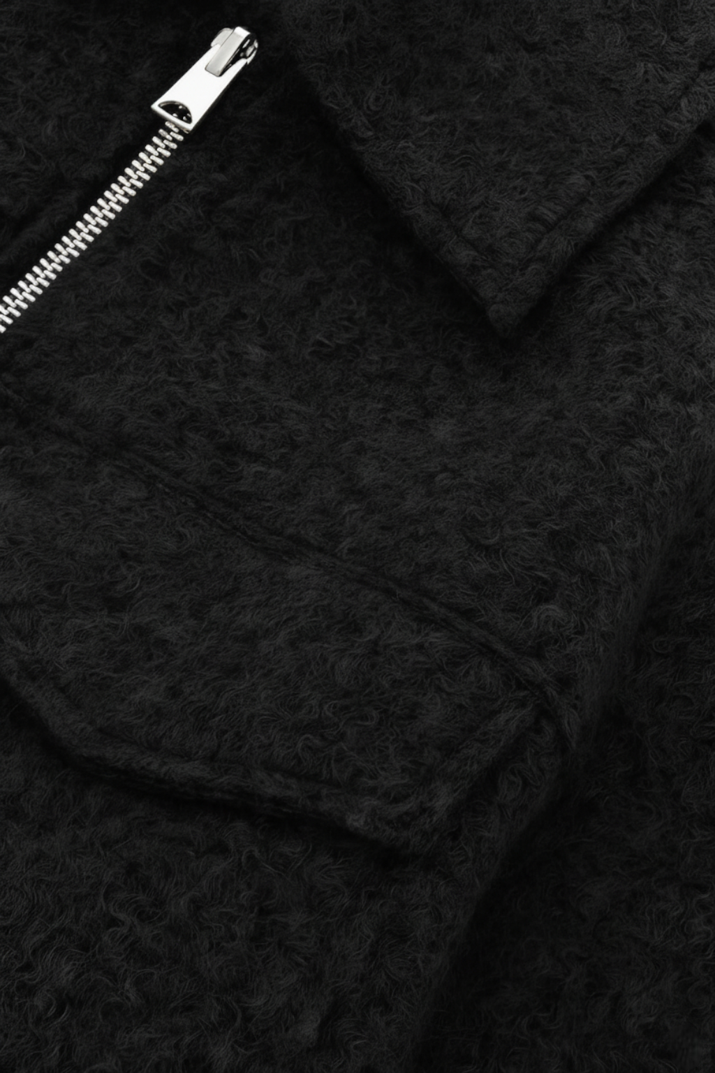 Cropped Zip Jacket | Textured, Pocket Detail