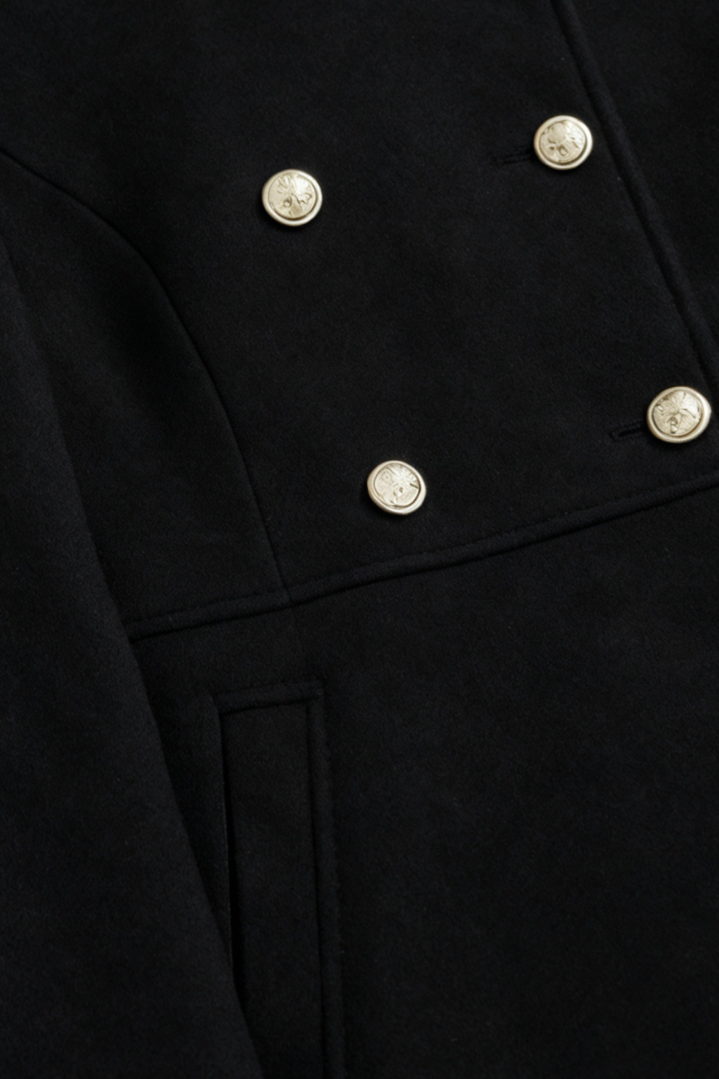 Stand Collar Coat, Metal Buttons, Longline
