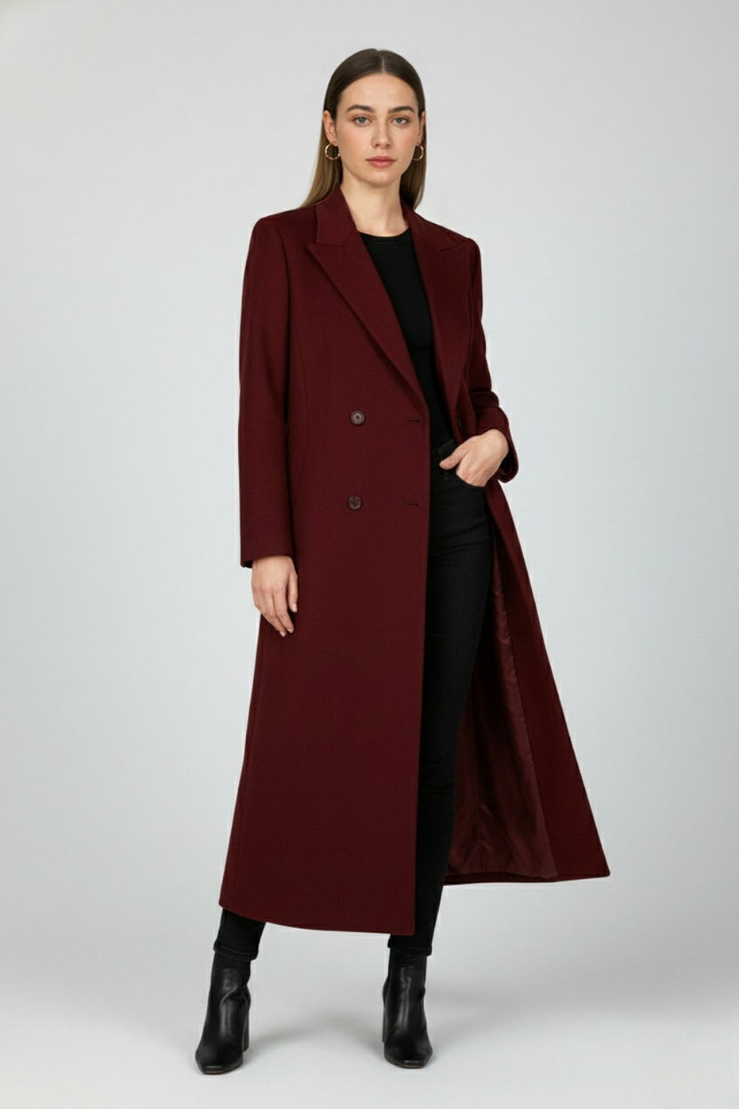 Double-Breasted Overcoat, 3/4 Sleeve