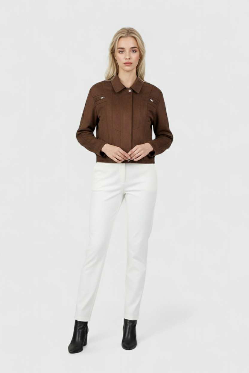 Bomber Jacket with Suede Finish