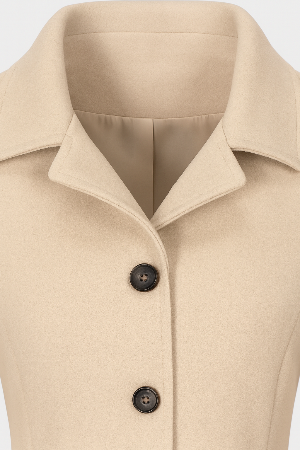 Mid-Length Coat with Belt & Collar