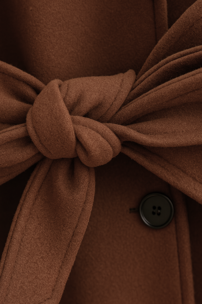 Wool Blend Overcoat with Self-Belt