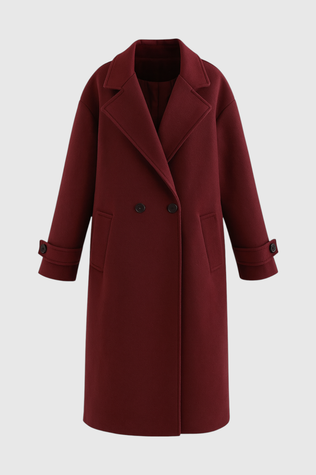 Long Coat, Double-Breasted, Cuff Strap