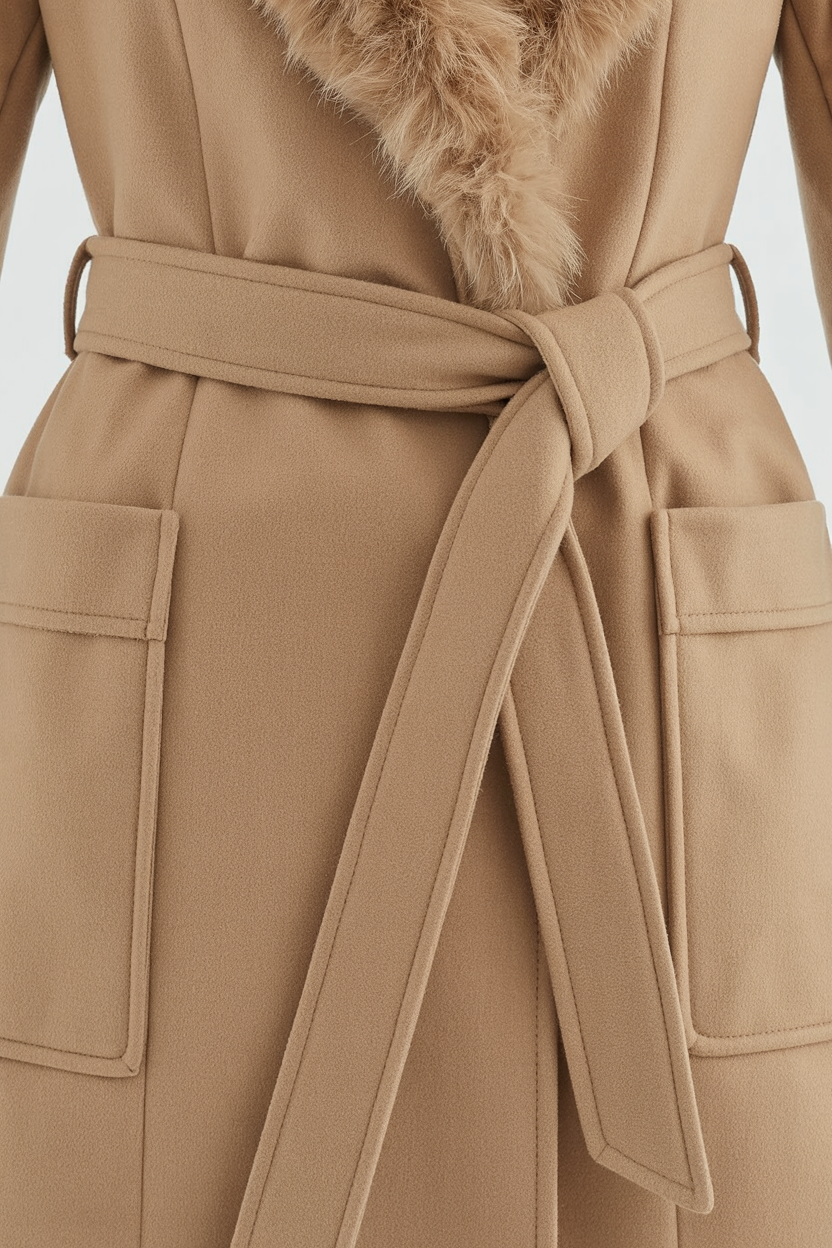 Long Coat with Faux Fur Collar