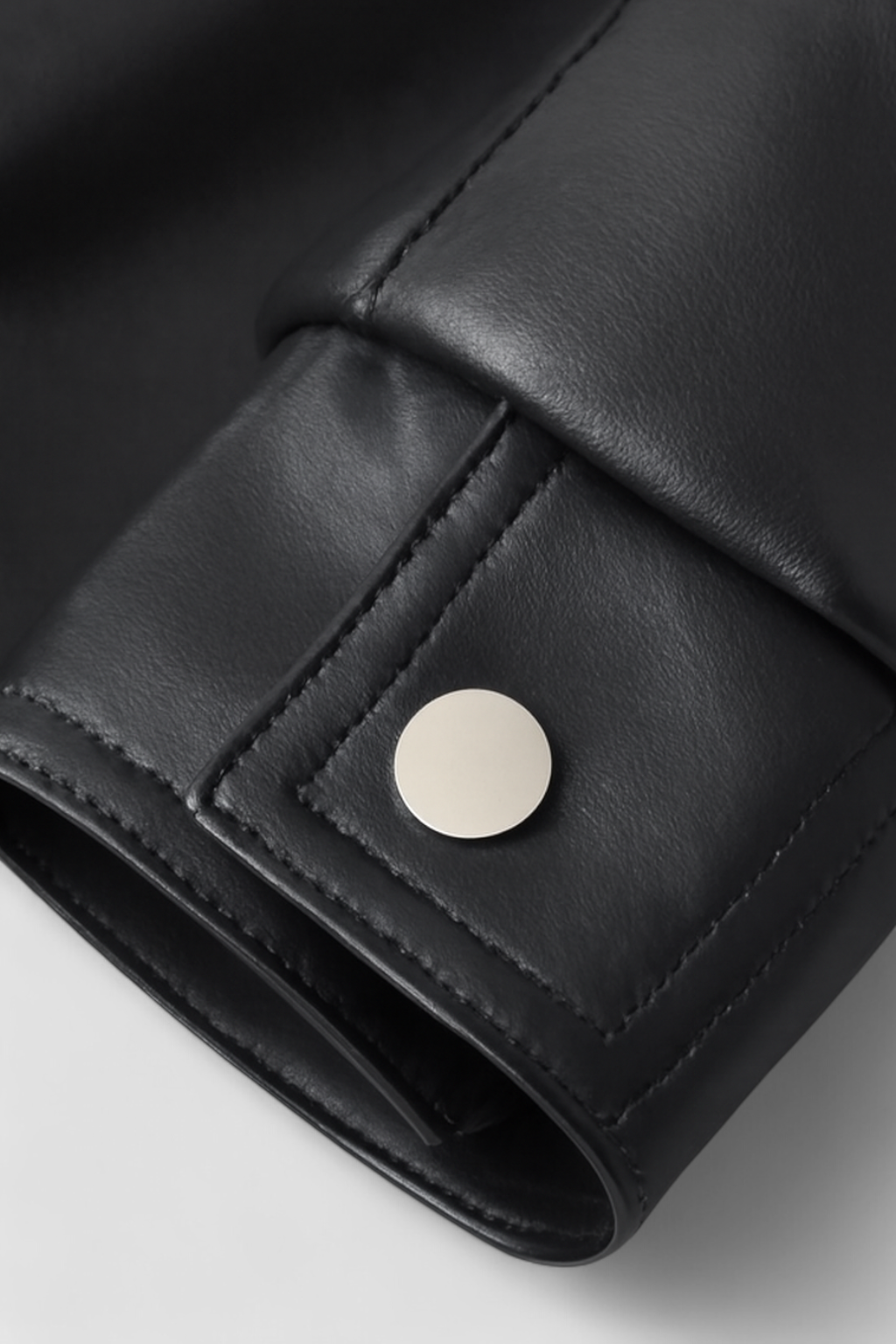 Faux Leather Jacket | Zip Front, Elastic Hem