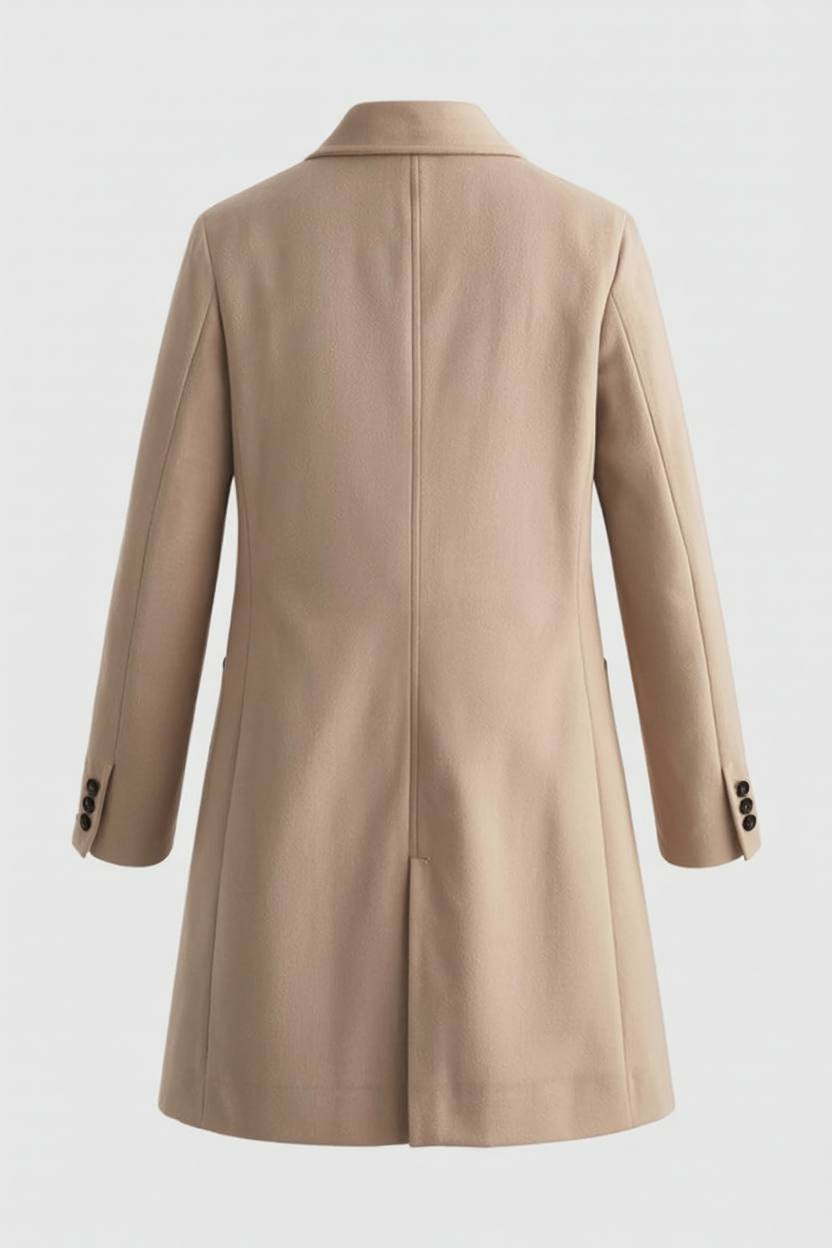 Long Coat with Notched Lapel, Slim Fit