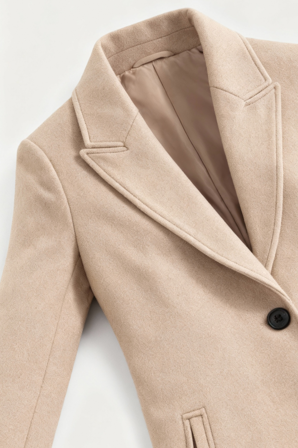 Long Coat with Notched Lapel, Slim Fit