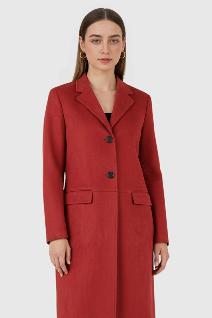 Long Coat | Suedette | Wide-Waist Fit