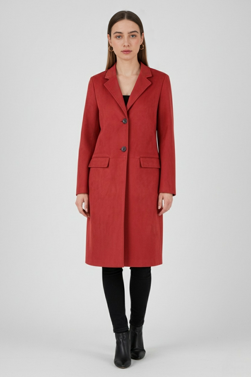 Long Coat | Suedette | Wide-Waist Fit