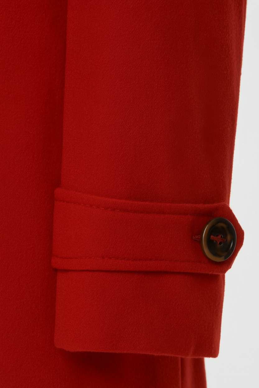 Mid-Length Coat | Defined Waist, Button Detail