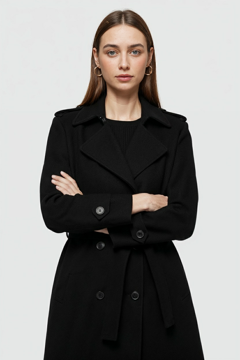 Trench Coat with Belt & Epaulettes