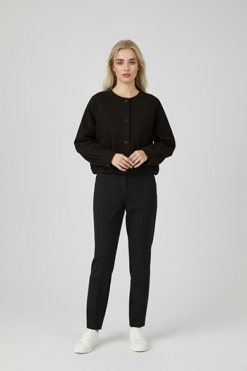 PU Jacket with Button Front & Raglan Sleeves