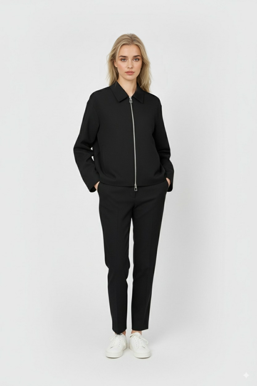 Cropped Bomber Jacket, Two-Way Zip