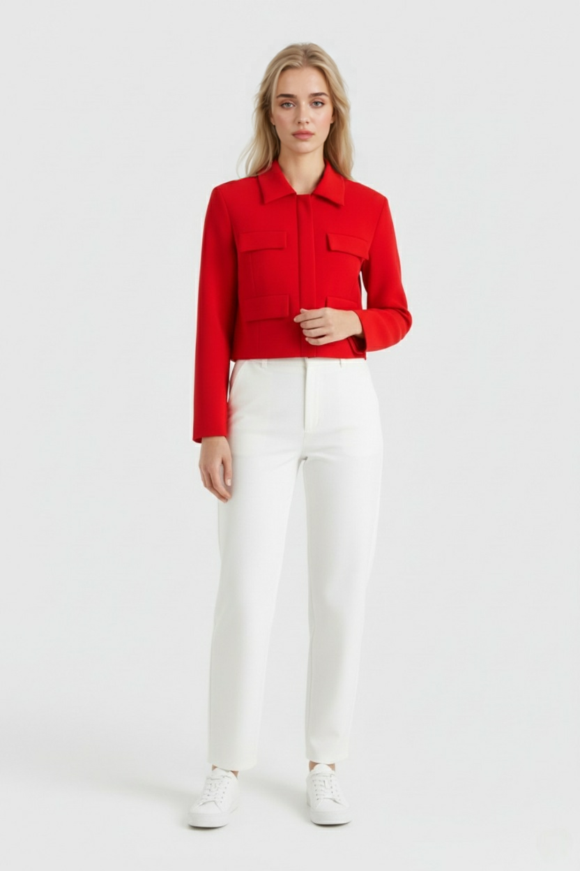 Cropped Utility Jacket, Flap Pockets